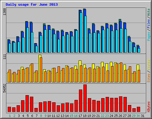 Daily usage for June 2013