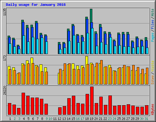 Daily usage for January 2016